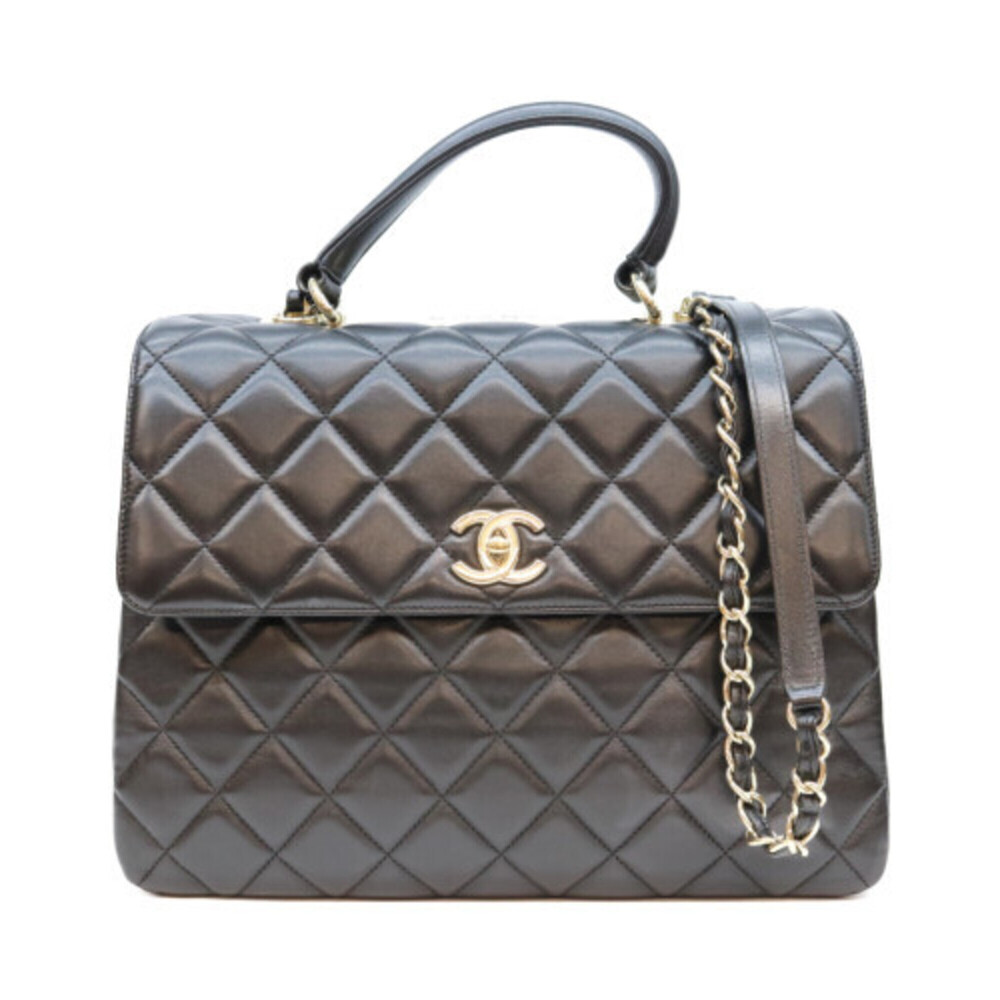 CHANEL Trendy CC Maxi 2-Way Shoulder Bag, Black with Gold Hardware, Women's